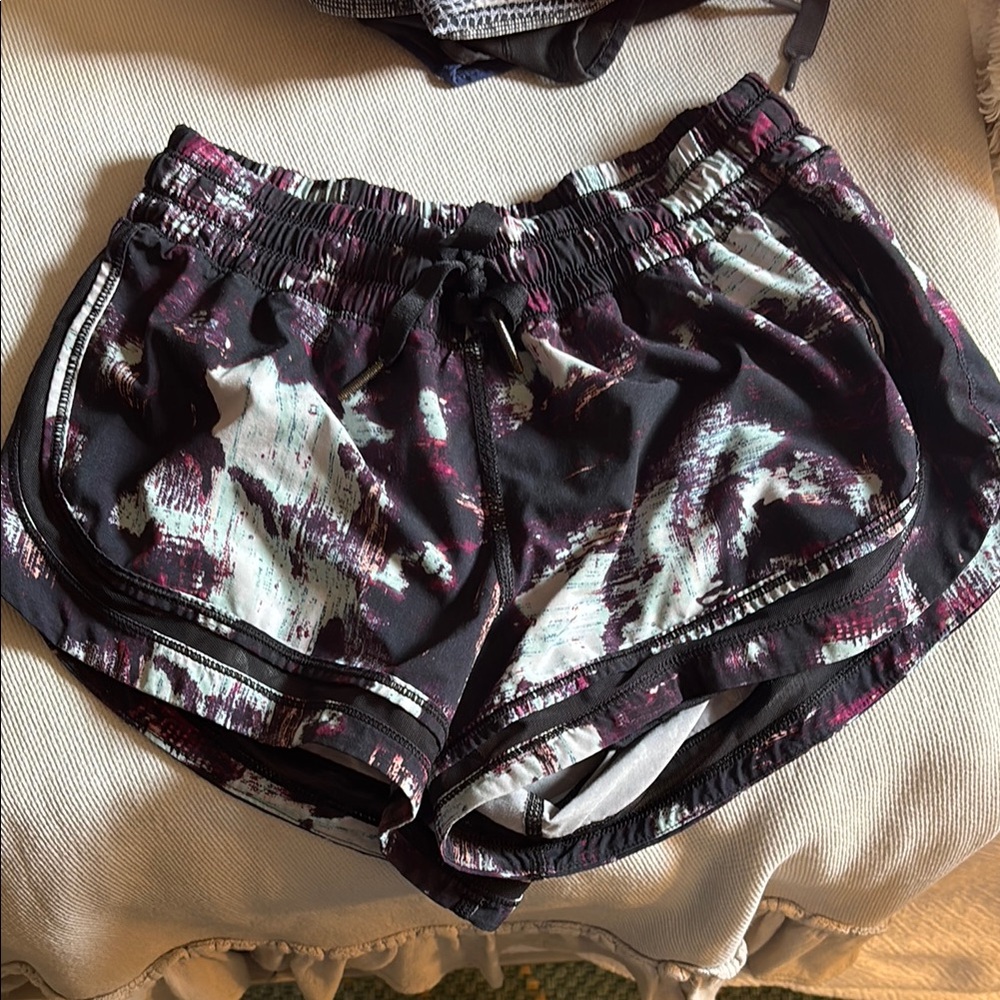 Lululemon Athletica Black and Purple Athletic Shorts